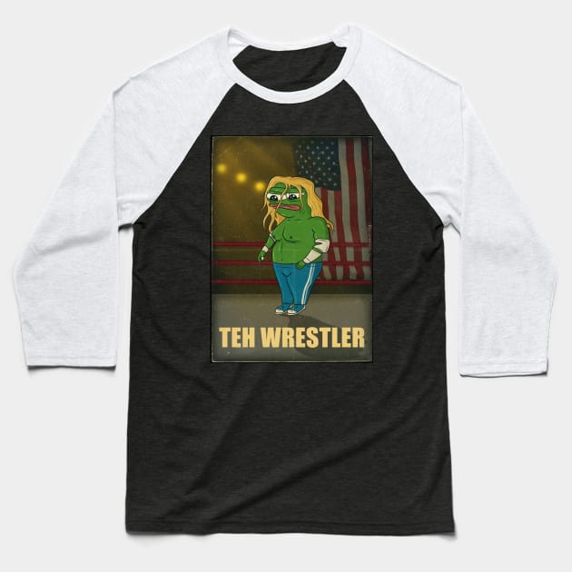 Teh Wrestler Baseball T-Shirt by Emperor Frenguin